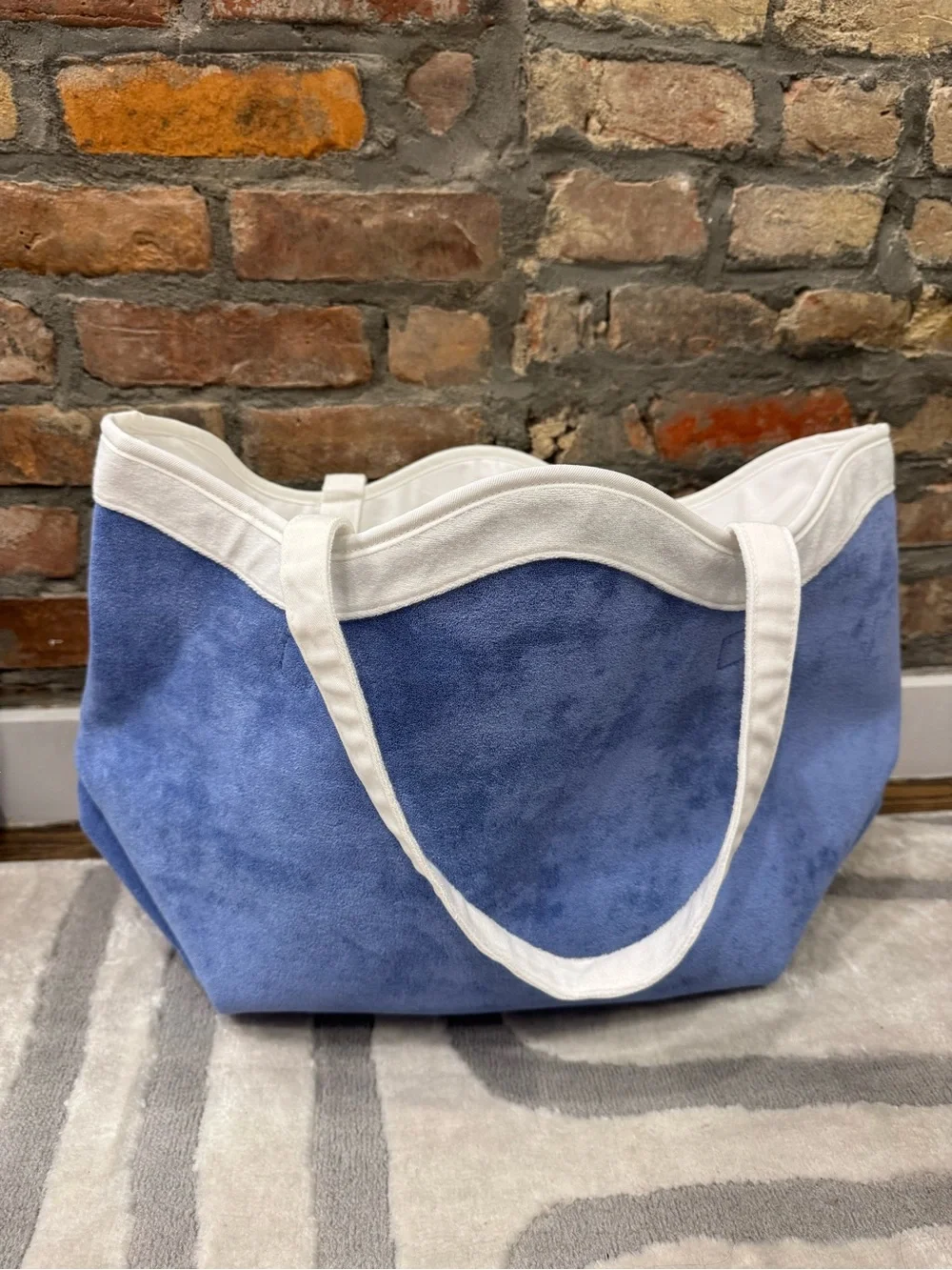 Tuckernuck Cornflower and White Terrycloth August Tote